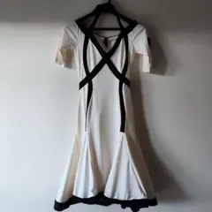 ⭐DANCEBABY ⭐　社交ダンスドレス 160 オフホワイト/ブラックS~M