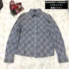 ✨美品✨バーバリーロンドン ノバチェック フリルブラウス シャツ 丸襟
