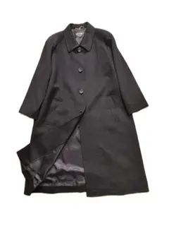 C456★カシミヤコート女性用 M-L 大きいサイズ13号XL可 黒Aライン通勤