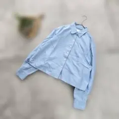 B2409【ユニクロ】コラボ/クロップド丈/ライトブルー/ボタンシャツ/M