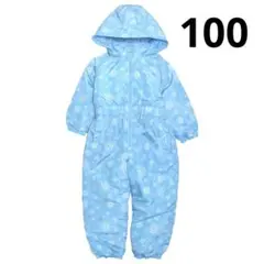 新品 スキーウェア キッズ ジャンプスーツ 女の子 子供 雪柄 サックス100