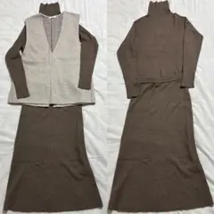 ブラウン セットアップ タートルネック