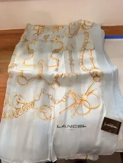 LANCEL 水色 チェーン柄 ストール