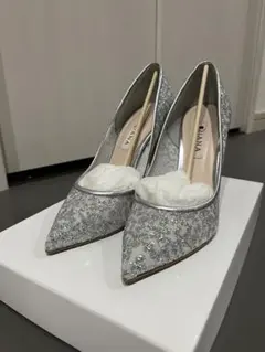 【新品試着のみ】DIANA シルバー グリッターチュール ハイヒール