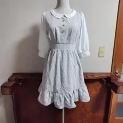 夢展望　チェック　ライトグレー　フリル　ワンピースのサムネイル