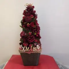 クリスマスツリー 赤 約40cm