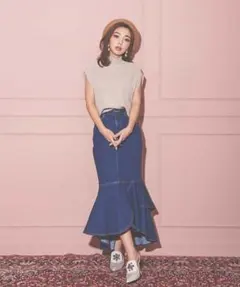 eimy istoire デニム マーメイドスカート ロング丈 ティアード