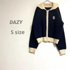 DAZY レディース 長袖ニットカーディガン ダブルファスナー S ネイビー