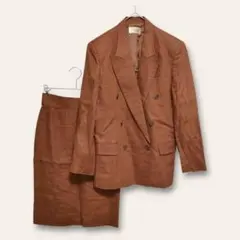 【アリスバーリー】スカートセットアップ　スーツ　リネン100　ライトブラウン　9