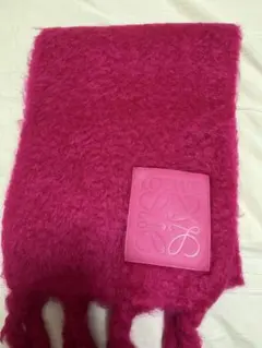 ロエベ　LOEWE ピンク マフラー モヘヤ　アナグラム