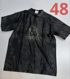 極美品☆MARK＆LONA スカルカモ柄バイカラーモックネックシャツ 黒×灰