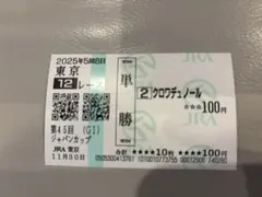 2025月11年　ジャパンカップ クロワデュノール 現地購入 単勝馬券