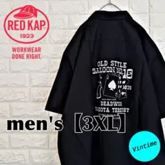 y653【RED KAP】半袖プリントワークシャツ【メンズ3XL】ブラックのサムネイル