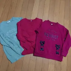 ミントグリーン 花柄トレーナー 130 3着セット