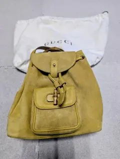 特別価格【希少カラー美品・保存袋付】GUCCIバンブースエードミニリュックのサムネイル