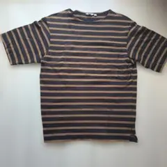UNIQLO U ボーダーTシャツ ブラウン×ブラック M