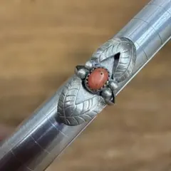 【40年物ヴィンテージ】インディアンジュエリー 赤珊瑚 シルバーリング11.5号