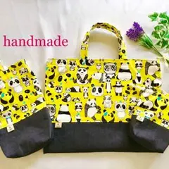 値下げ✨パンダ柄 レッスンバッグ 上靴入れ コップ袋ハンドメイド入園入学グッズ