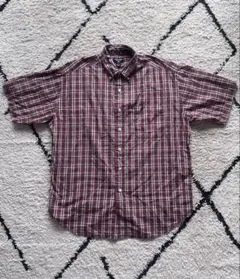 Ralph Lauren 半袖チェックシャツ ワインレッド L 古着