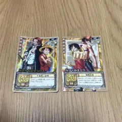 旧ワンピース カード 2枚セット ルフィ&エース ゾロ&ミホーク - メルカリ