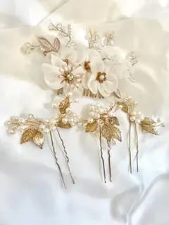 ヘッドドレス リーフ ゴールド