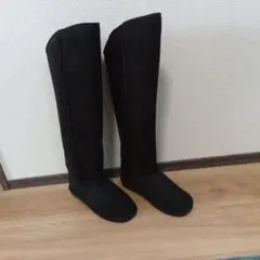 新品ムートンブーツ ボア 防寒 シューズ 靴 23.5cm(M) 黒ロングブーツ