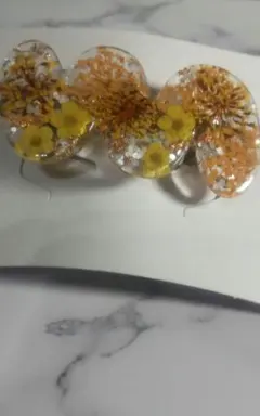 ドライフラワー波型バレッタ