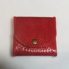 ハンドメイド　赤 ヘビ革 コインケース