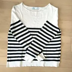 ZARA　ボーダー柄薄手ニットソー