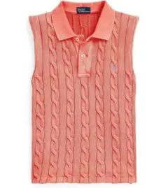 RALPH LAUREN ケーブルニット ポロシャツ ノースリーブ 衿 コットン