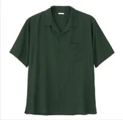 GU ダークグリーン オープンカラー半袖シャツ XL