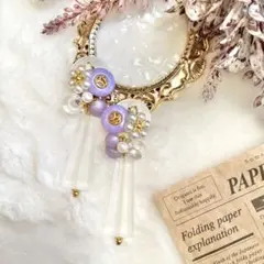 紫の盛りボタンピアス✴︎No.218
