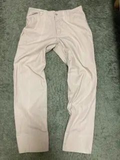メンズ　ゴルフパンツ　ベージュストライプ織　L size
