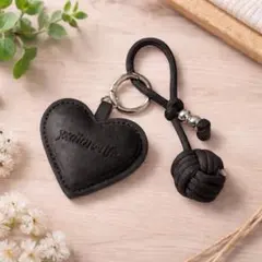 キーホルダー　チャームレザー　ハート　バッグチャーム　ナチュラル　韓国