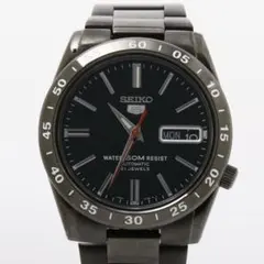 【美品】SEIKO 5 自動巻き 腕時計 ブラック文字盤 デイデイト