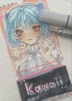 ハガキサイズ アナログ 手描き オリジナルイラスト