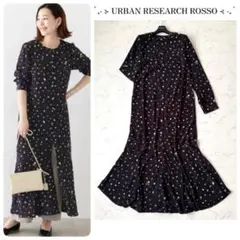 【 アーバンリサーチロッソ 】 カラフル小花柄 長袖 ロングシャツワンピース F