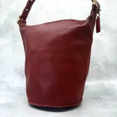 COACH オールドコーチ ショルダーバッグ レザー バケツ型 クロスボディ 赤