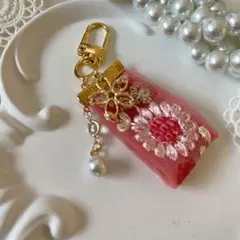 ꕤ❤️ インド刺繍リボン　パール　桜　チャーム　バックチャーム　ハンドメイド