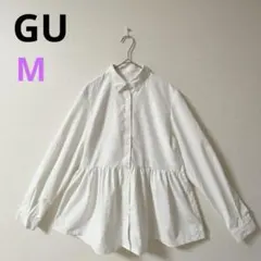 【ジーユー】GU ペプラムシャツ ブラウス　白・ホワイト　長袖　カワイイ　Ｍ