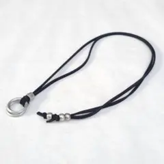 ダブルリングネックレス メンズ 革ひも st18n30