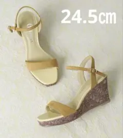 美品　DIANA 花柄コルクウェッジストラップサンダル❤️美人百花　Lサイズ