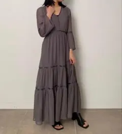 Tiered frill piping ribbon long onepiece - メルカリ