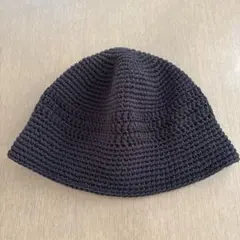 クラッシャーハット　バケットハット　クロシェハット　コットン　ブラック