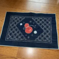 【ハンドメイド】こぎん刺し テーブルセンター ふくべ ひょうたん 青海波