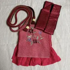 美品 刺繍 振袖用 正絹 帯揚げ・帯締め・重ね衿 セット 成人式