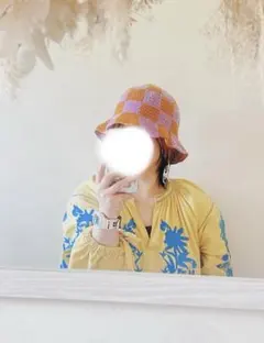 ハンドメイドかぎ針編みコットン糸のクラッシャーハット男女兼用