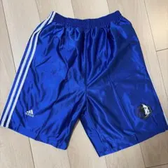 adidas 青 光沢ハーフパンツ スポーツ　2XL