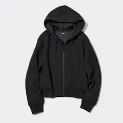 UNIQLO ドライスウェットクロップドフルジップパーカ ブラック　XLのサムネイル