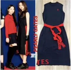 超美品）パーリーゲイツ、モックネック、ニットワンピース、ブラック色